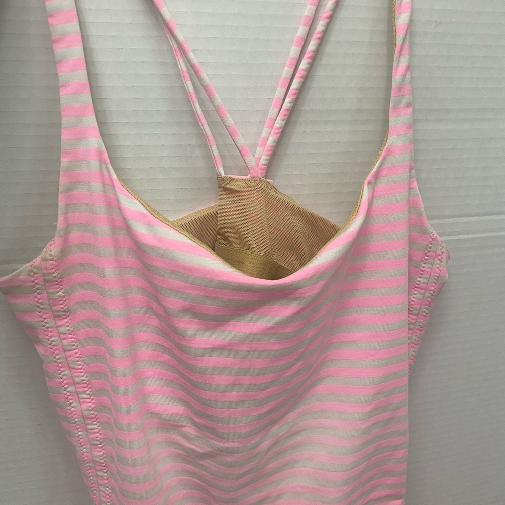Lulumon Striped Pink & White Tank Top